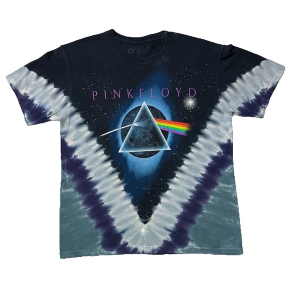 Liquid Blue Pink Floyd Dark Side of the Moon Tie Dye T Shirt Mens Small Prism